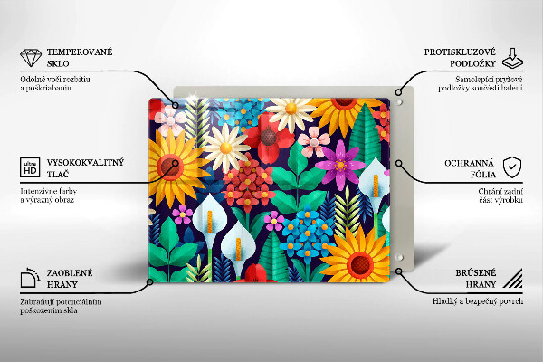 Protège plaque de cuisson Illustration de prairie de fleurs