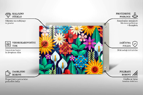 Protège plaque de cuisson Illustration de prairie de fleurs