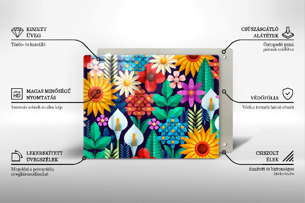 Protège plaque de cuisson Illustration de prairie de fleurs