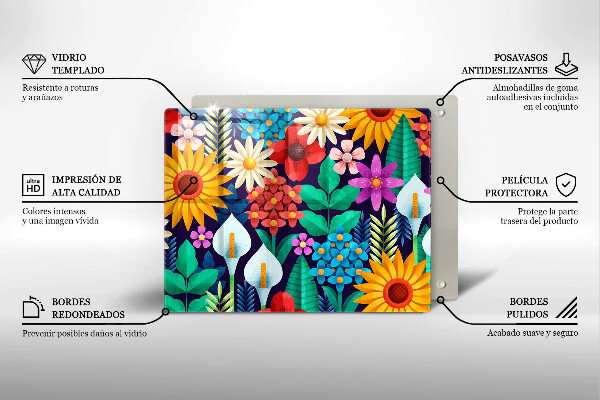 Protège plaque de cuisson Illustration de prairie de fleurs