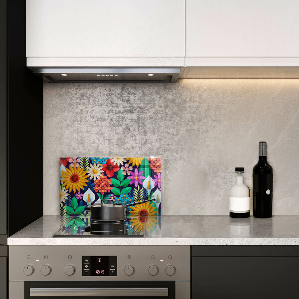 Protège plaque de cuisson Illustration de prairie de fleurs