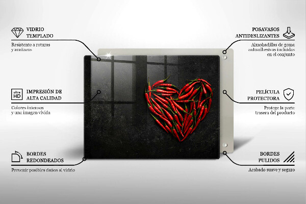 Protège plaque de cuisson Coeur de piment