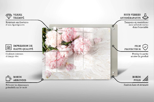 Protège plaque de cuisson Fleurs de roses délicates