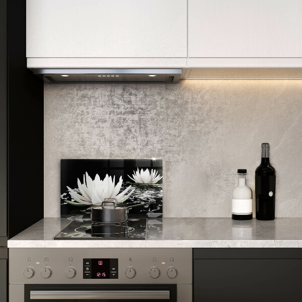 Protège plaque de cuisson Lys blancs sur l'eau