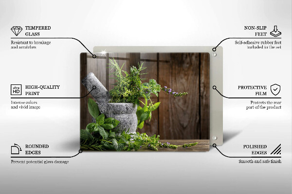 Protège plaque de cuisson Plantes herbes et bois