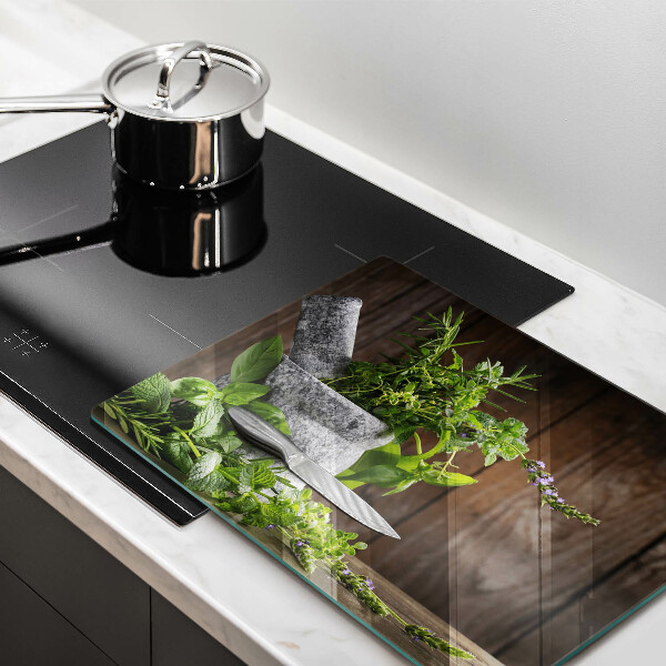 Protège plaque de cuisson Plantes herbes et bois