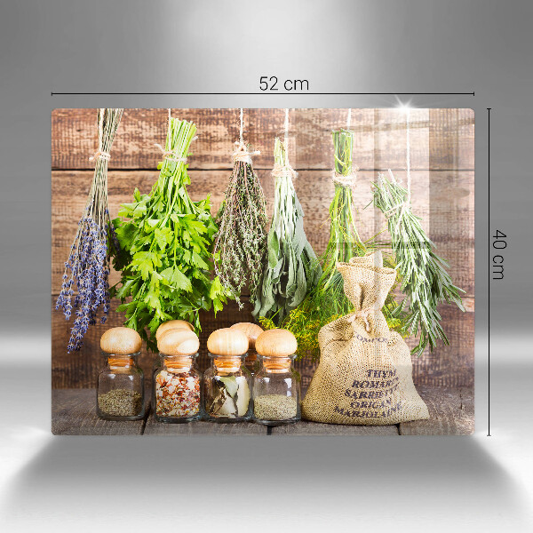 Protège plaque de cuisson Herbes épices et bois