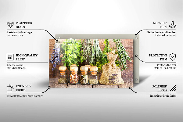 Protège plaque de cuisson Herbes épices et bois