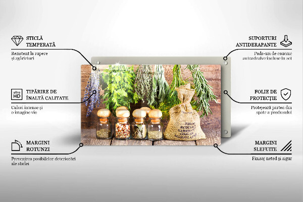 Protège plaque de cuisson Herbes épices et bois