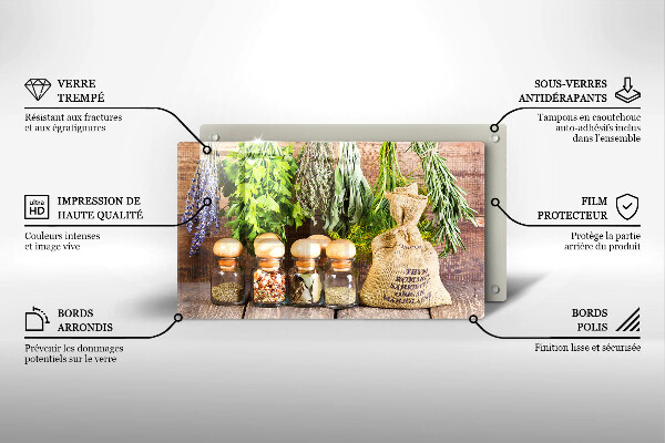Protège plaque de cuisson Herbes épices et bois