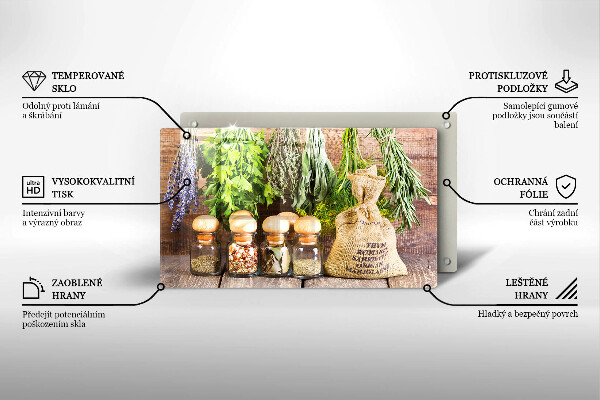 Protège plaque de cuisson Herbes épices et bois