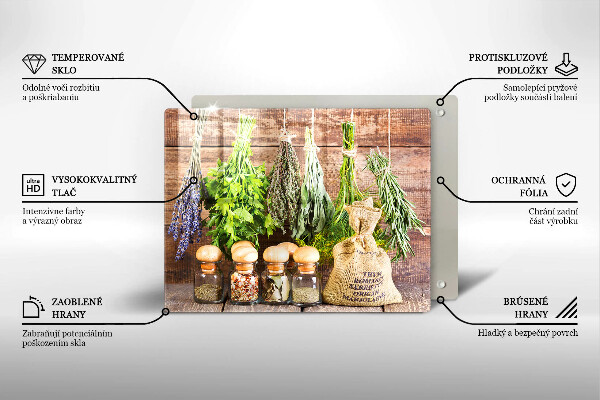 Protège plaque de cuisson Herbes épices et bois