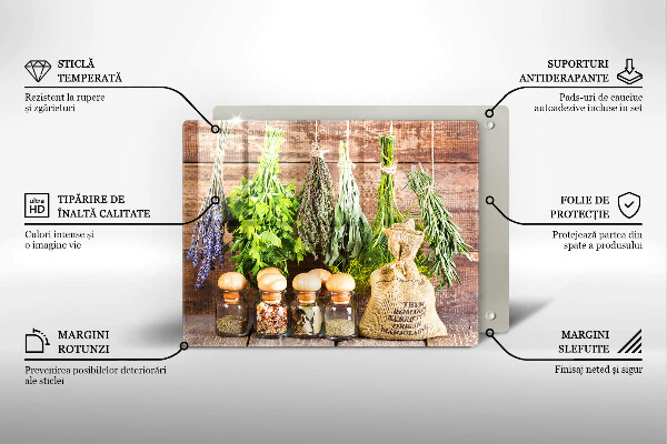 Protège plaque de cuisson Herbes épices et bois