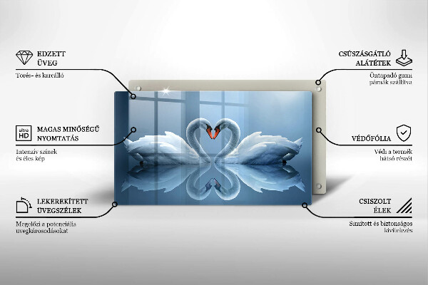 Protège plaque de cuisson Deux coeurs de cygne