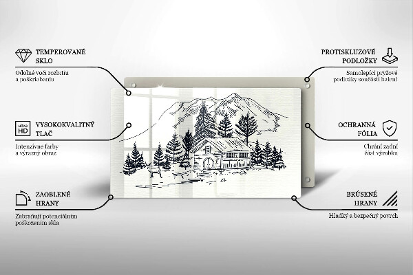 Protège plaque de cuisson Dessin d'un chalet à la montagne