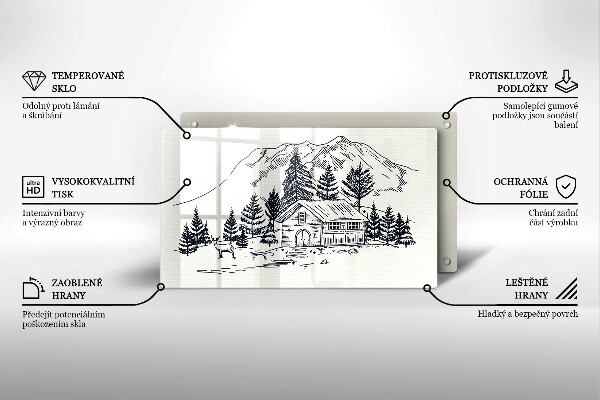Protège plaque de cuisson Dessin d'un chalet à la montagne