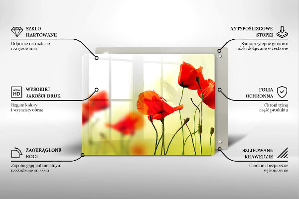 Protège plaque de cuisson Fleurs de coquelicots rouges