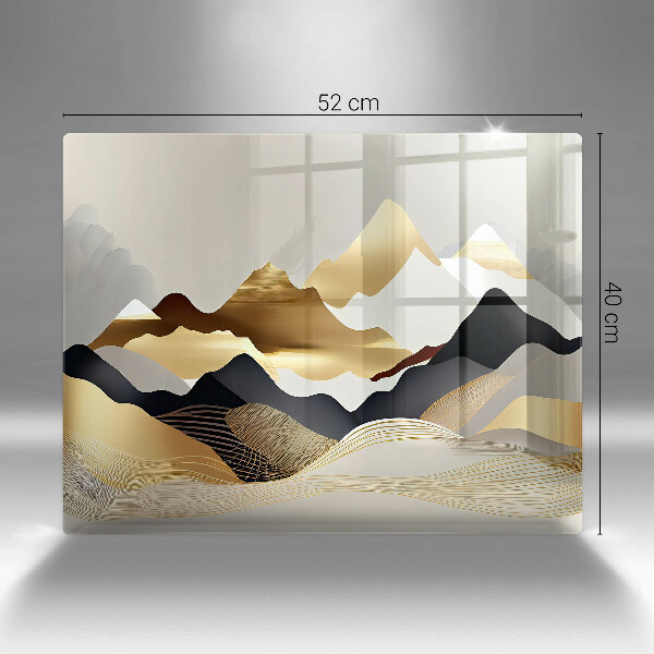 Protège plaque de cuisson Montagnes dorées abstraites