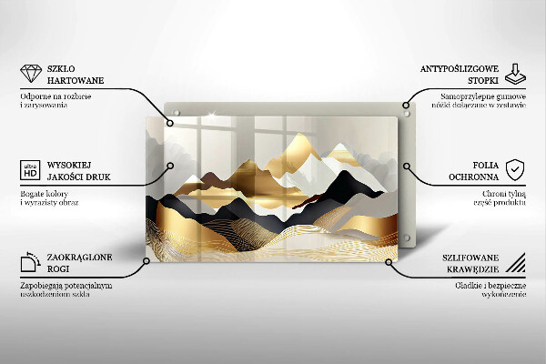 Protège plaque de cuisson Montagnes dorées abstraites