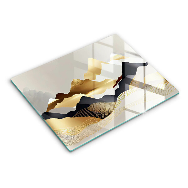 Protège plaque de cuisson Montagnes dorées abstraites