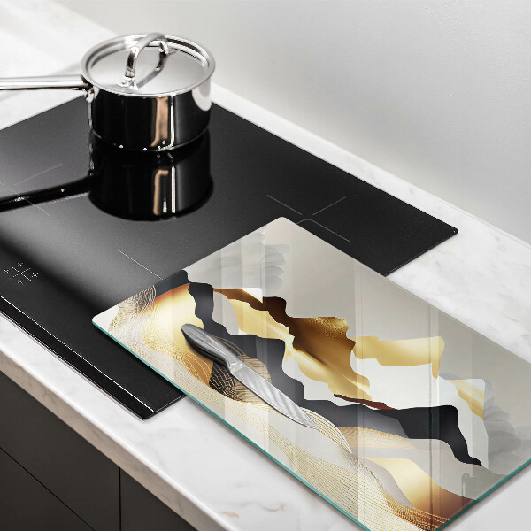 Protège plaque de cuisson Montagnes dorées abstraites