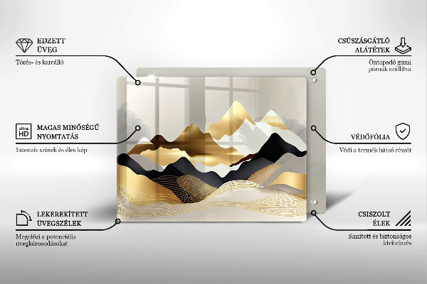 Protège plaque de cuisson Montagnes dorées abstraites