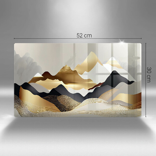 Protège plaque de cuisson Montagnes dorées abstraites