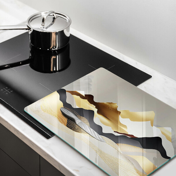 Protège plaque de cuisson Montagnes dorées abstraites