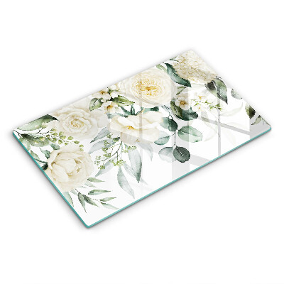 Protège plaque de cuisson Fleurs aquarelles