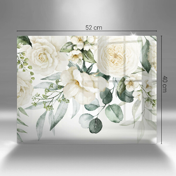 Protège plaque de cuisson Fleurs aquarelles