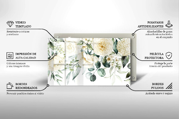 Protège plaque de cuisson Fleurs aquarelles