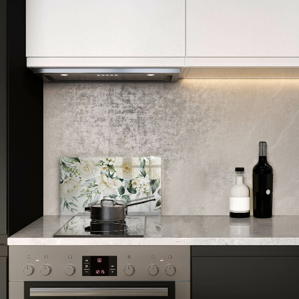 Protège plaque de cuisson Fleurs aquarelles