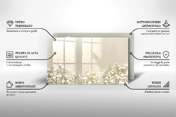 Protège plaque de cuisson Fleurs de bohème en plâtre