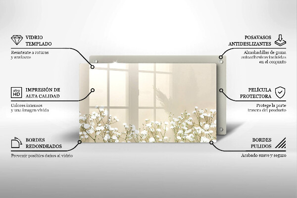 Protège plaque de cuisson Fleurs de bohème en plâtre