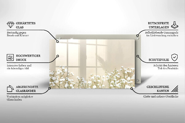 Protège plaque de cuisson Fleurs de bohème en plâtre