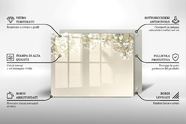 Protège plaque de cuisson Fleurs de bohème en plâtre