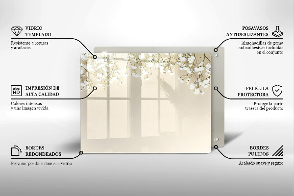 Protège plaque de cuisson Fleurs de bohème en plâtre