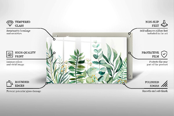 Protège plaque de cuisson Illustration de feuilles de plantes