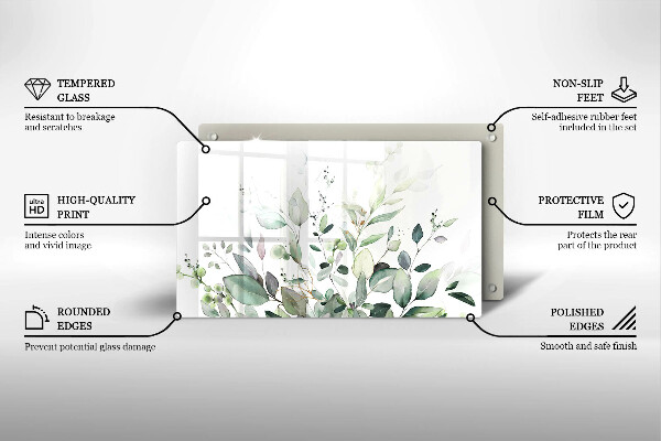 Protège plaque de cuisson Plantes aquarelles