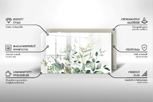 Protège plaque de cuisson Plantes aquarelles