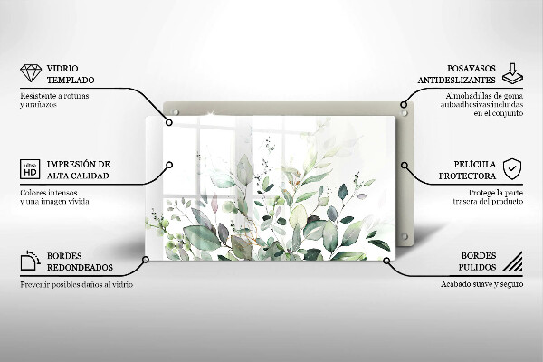 Protège plaque de cuisson Plantes aquarelles