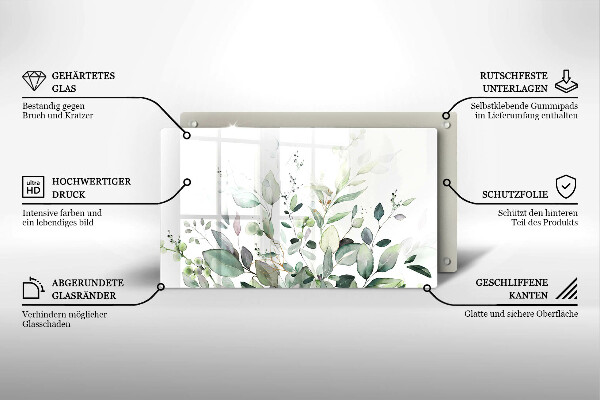 Protège plaque de cuisson Plantes aquarelles