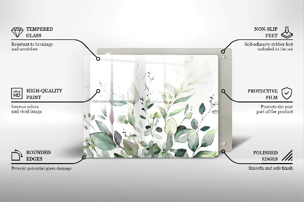 Protège plaque de cuisson Plantes aquarelles