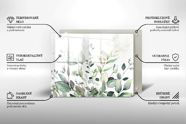 Protège plaque de cuisson Plantes aquarelles