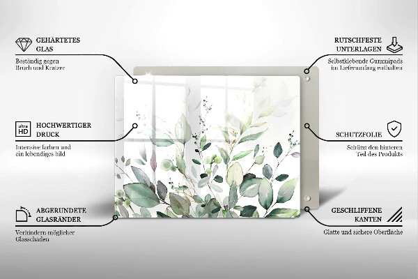 Protège plaque de cuisson Plantes aquarelles