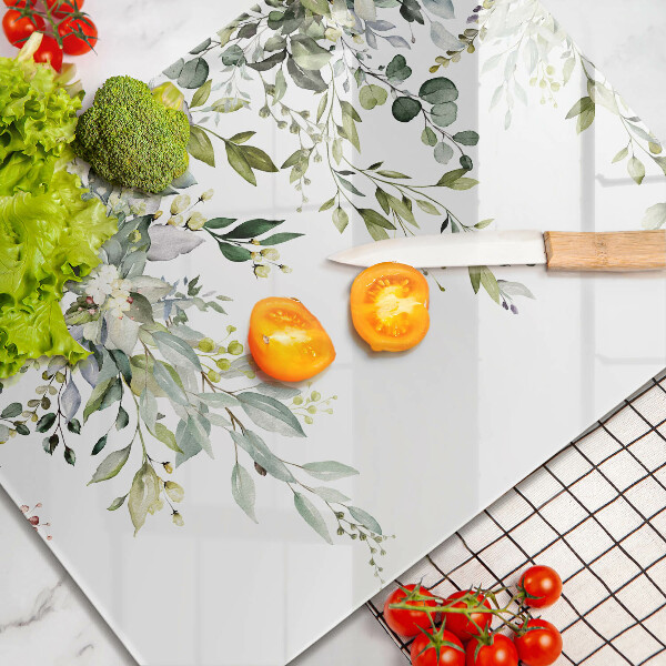 Protège plaque de cuisson Feuilles et fleurs décoratives