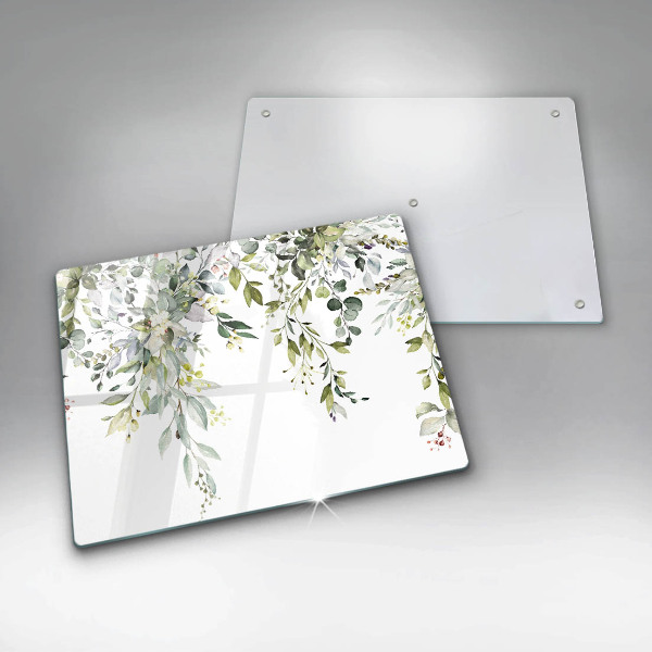Protège plaque de cuisson Feuilles et fleurs décoratives