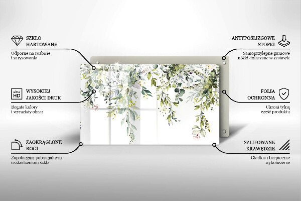 Protège plaque de cuisson Feuilles et fleurs décoratives