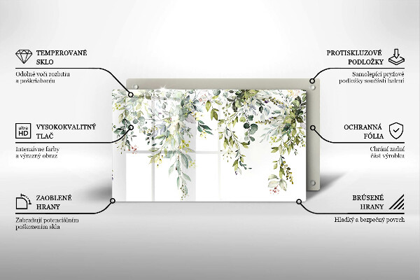 Protège plaque de cuisson Feuilles et fleurs décoratives