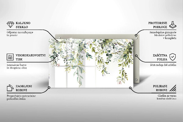 Protège plaque de cuisson Feuilles et fleurs décoratives